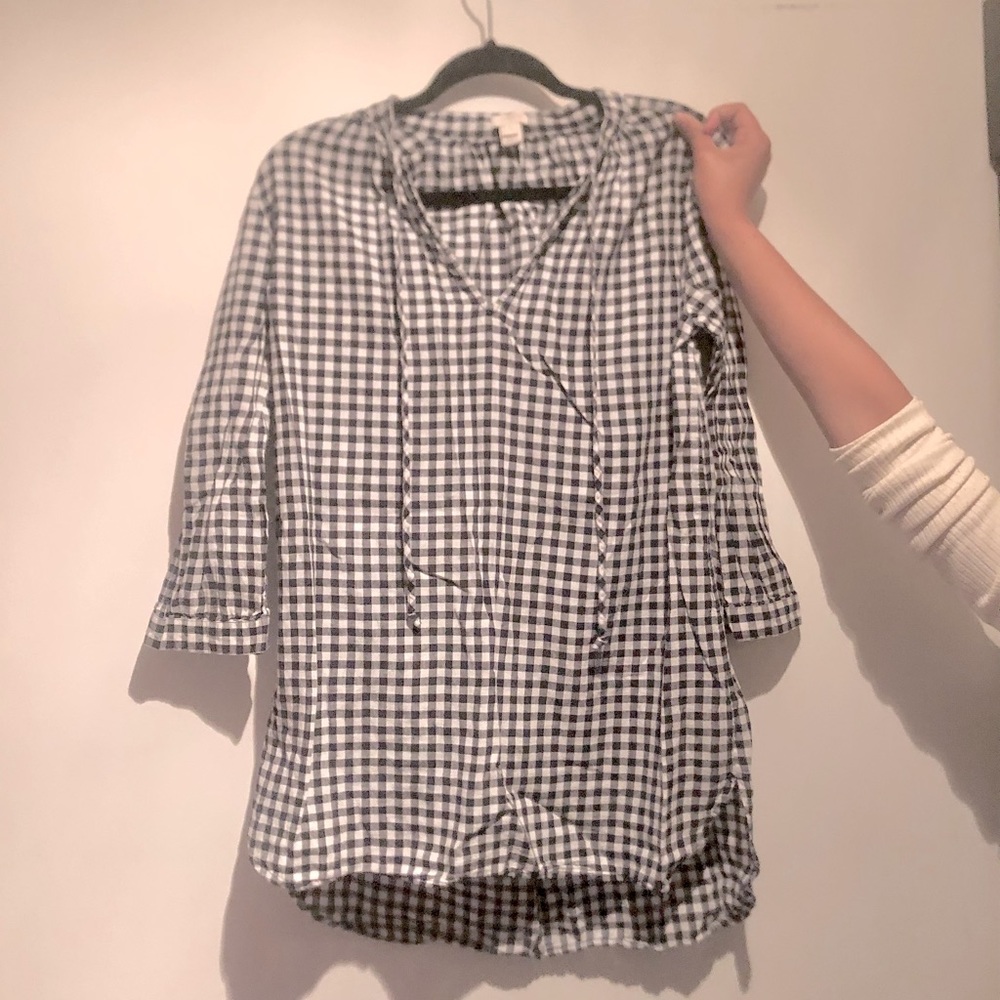 Long Plaid Blouse